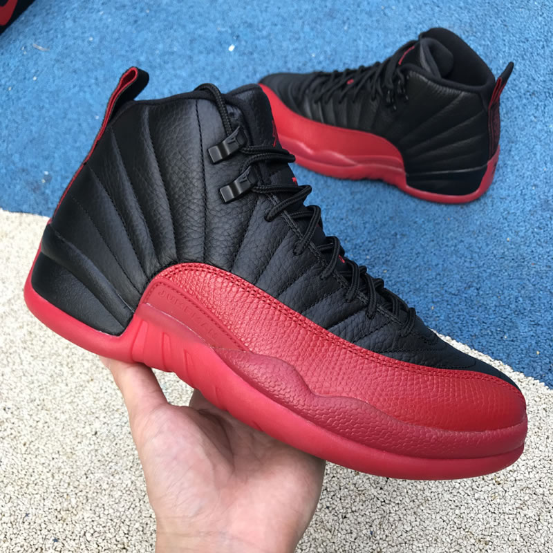 Air Jordan 12 Retro Flu Game Red And Black 12s For Sale In-Hand Lateral Air Jordan 12 Retro Flu Game Red And Black 12s For Sale In-Hand Lateral