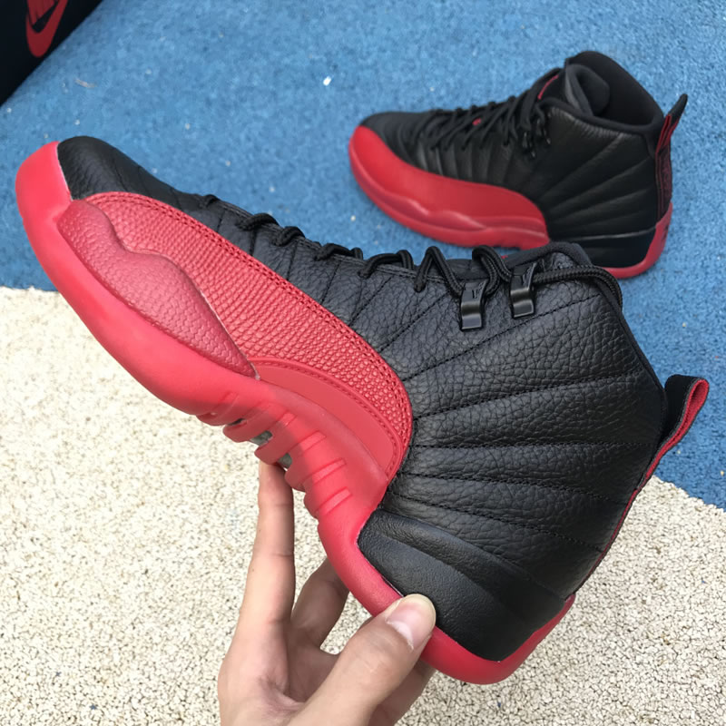 Air Jordan 12 Retro Flu Game Red And Black 12s For Sale In-Hand Medial Air Jordan 12 Retro Flu Game Red And Black 12s For Sale In-Hand Medial