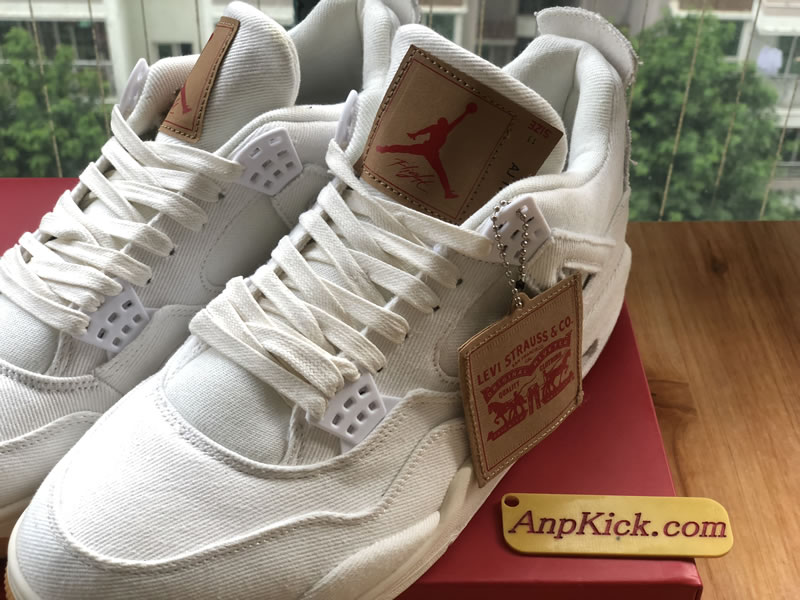 Levi's x Air Jordan 4 Retro 'White Denim' For Sale Side Details Images Levi's x Air Jordan 4 Retro 'White Denim' For Sale Side Details Images