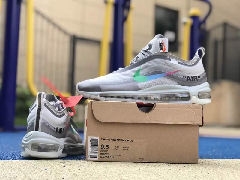 Off White Nike Air Max 97 Green Grey Mens Womens Shoes AJ4585-012 On Box Off White Nike Air Max 97 Green Grey Mens Womens Shoes AJ4585-012 On Box
