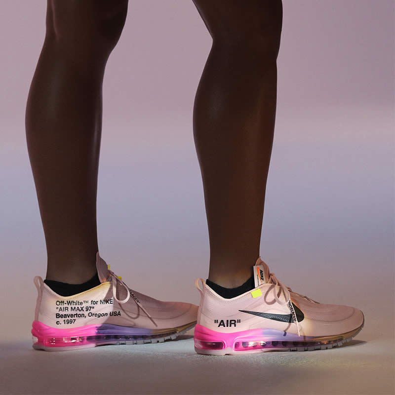 serena williams off white nike womens air max 97 pink rose on feet serena williams off white nike womens air max 97 pink rose on feet