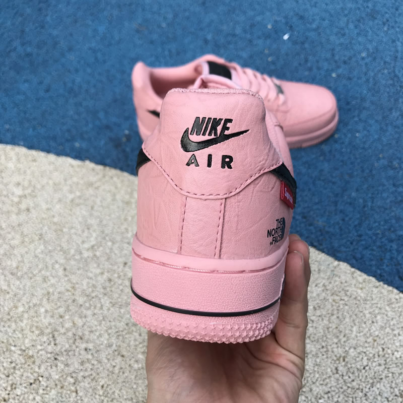 Supreme The North Face Nike Air Force 1 Sup AF1 Low "Pink Black" AR3066-800 In Hand Heel Supreme The North Face Nike Air Force 1 Sup AF1 Low "Pink Black" AR3066-800 In Hand Heel