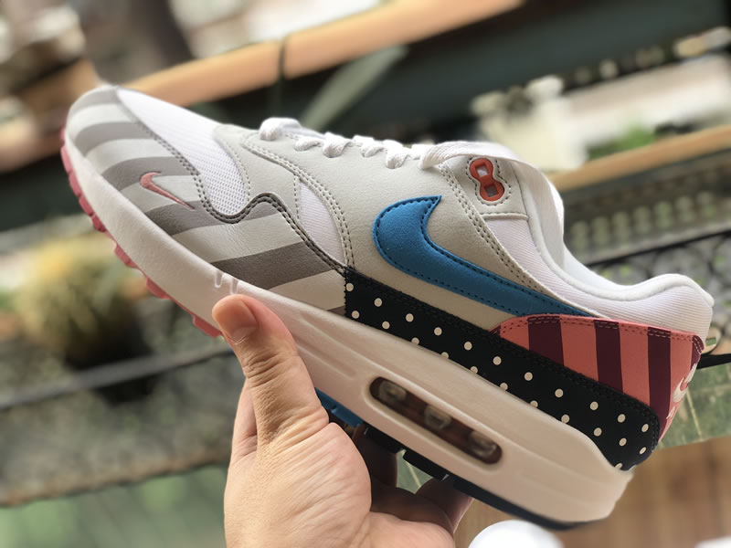 Parra x Nike Air Max 1 White Multi Color AT3057 100 Original Box Side In Hand Parra x Nike Air Max 1 White Multi Color AT3057 100 Original Box Side In Hand