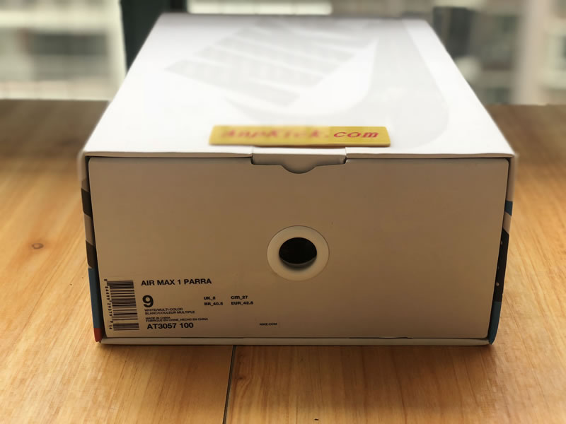 Parra x Nike Air Max 1 White Multi Color AT3057 100 Original Box Sign Parra x Nike Air Max 1 White Multi Color AT3057 100 Original Box Sign