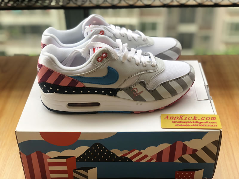 Parra x Nike Air Max 1 White Multi Color Shoes AT3057 100 Right Image Parra x Nike Air Max 1 White Multi Color Shoes AT3057 100 Right Image