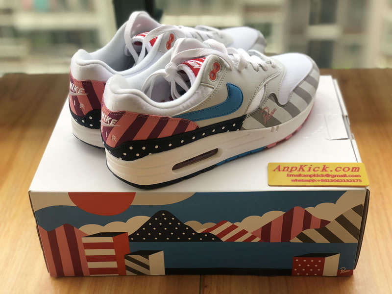 Parra x Nike Air Max 1 White Multi Color Shoes AT3057 100 Right Side Image Parra x Nike Air Max 1 White Multi Color Shoes AT3057 100 Right Side Image