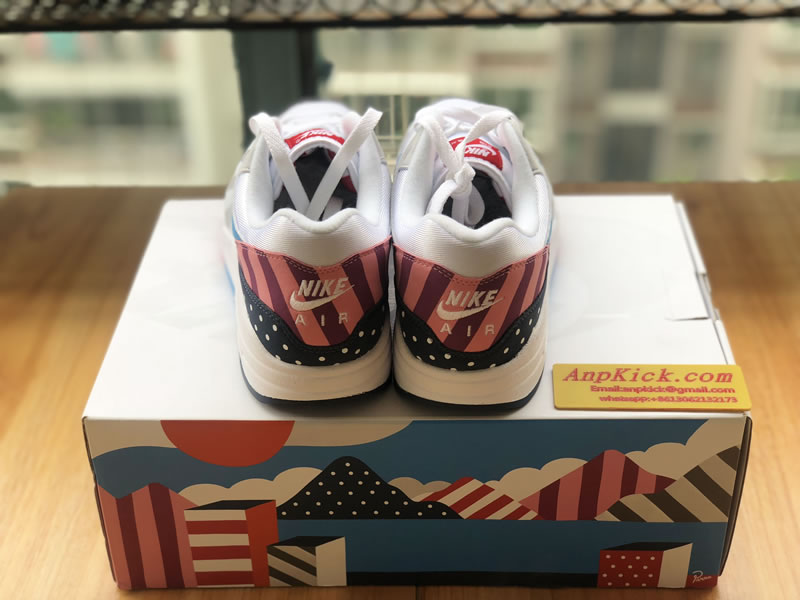 Parra x Nike Air Max 1 White Multi Color Shoes AT3057 100 Top Heel Parra x Nike Air Max 1 White Multi Color Shoes AT3057 100 Top Heel