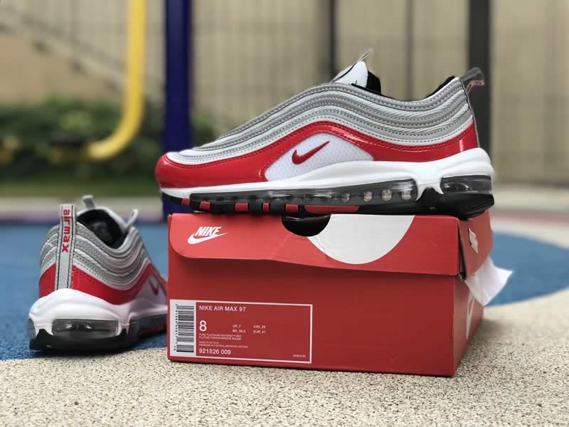 Nike Air Max 97 University Red Silver Mens Womens Shoes On Box Images Nike Air Max 97 University Red Silver Mens Womens Shoes On Box Images